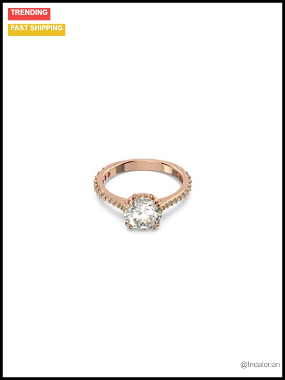 Swarovski Constella Cocktail Ring Princess Cut Clear Crystal Rhodium Size 9
